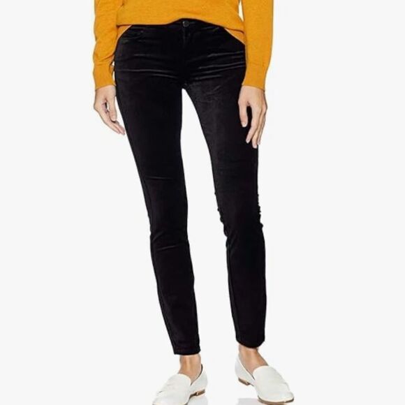 PAIGE Verdugo Ankle Velvet Jeans in Black Overdye Mid Rise Size 25